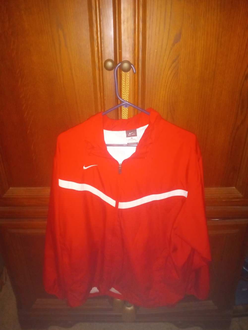 Nike Red Track Jacket with White Stripe